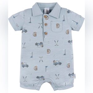 Gerber Baby Blue Golf Print Romper - 3-6m